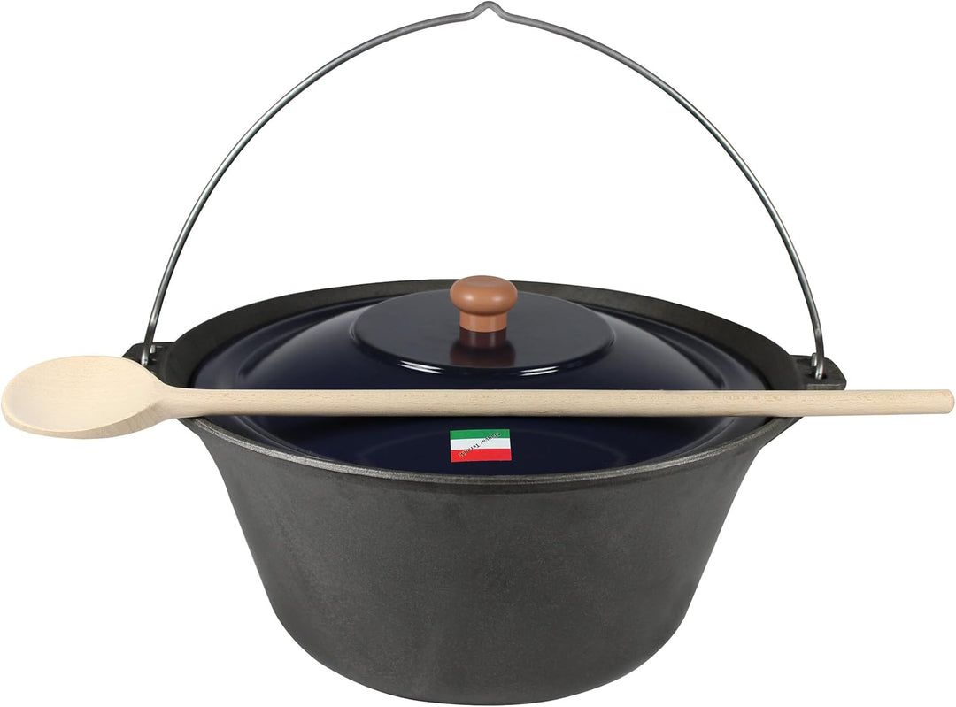 GRILLPLANET® Gulaschkessel Gusseisen 10 Liter mit Deckel