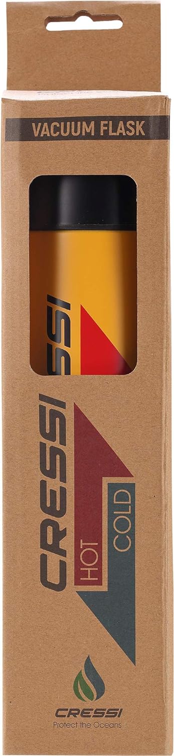 Cressi Unisex-Adult Stainless Steel Thermal Flask 1 l Sport-Thermoflasche aus Edelstahl, Gelb/Rot