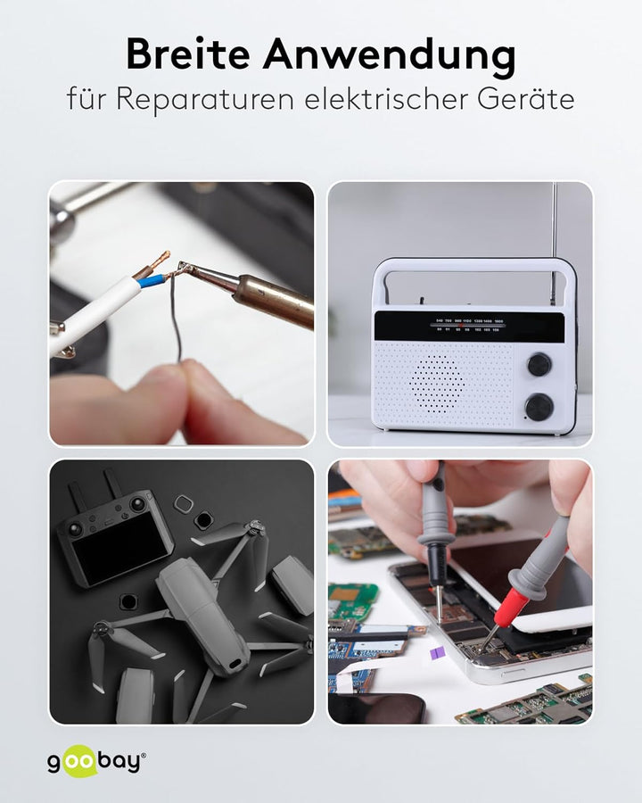 Goobay 40849 Lötzinn bleifrei ø 1,5mm Lötdraht mit Flussmittel, 0.3 % Silber & 0.7 % Kupfer, 217 °C