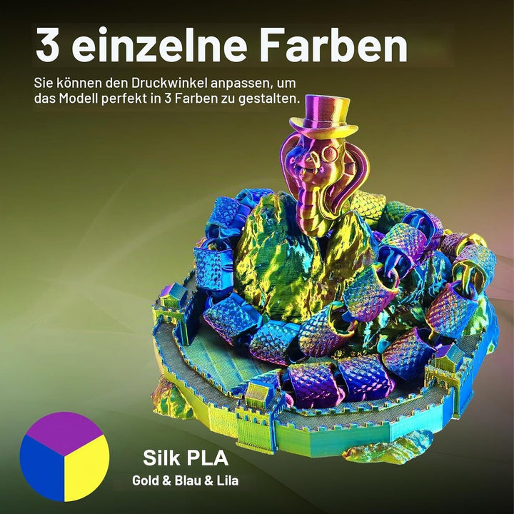 ERYONE Dreifarbiges Seiden PLA Filament 1.75mm,Seidiges Mehrfarbiges PLA-Filament für 3D-Drucker +/-