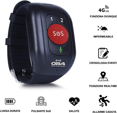 Armband SOS Senioren Lebensrettende GPS 4G WiFi Anrufe, Stürze, GPS-Position, Herz, Druck, Temperatu