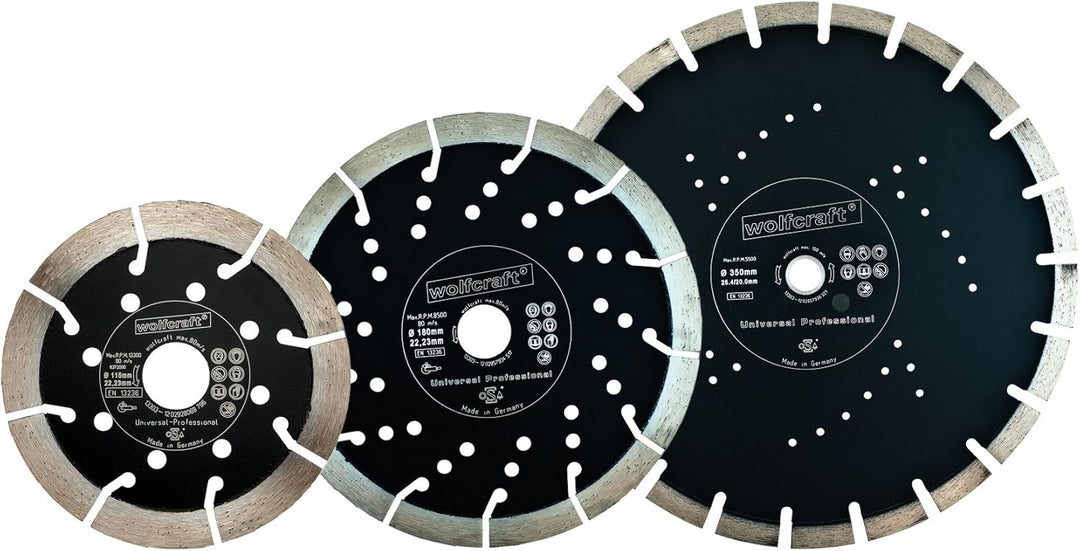 wolfcraft 8372000 Diamant-Trennscheibe "Expert-Universal" Ø 115 mm - für armierten Beton, Granit, Kl