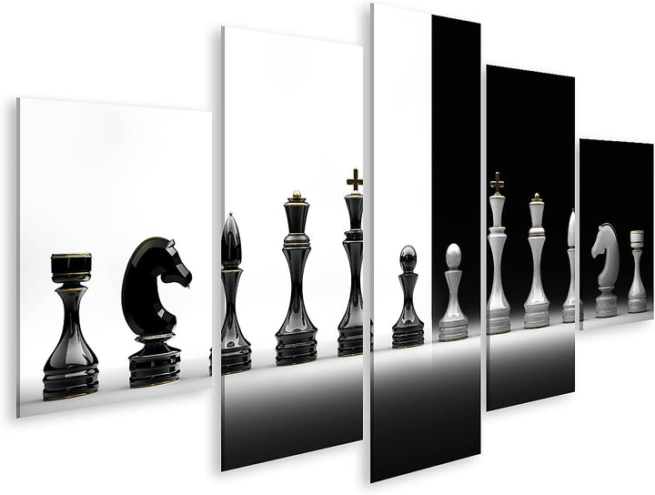 islandburner Bild auf Leinwand Komplettset Schach Bilder Wandbilder Poster Leinwand 170x80cm - 5 Tei
