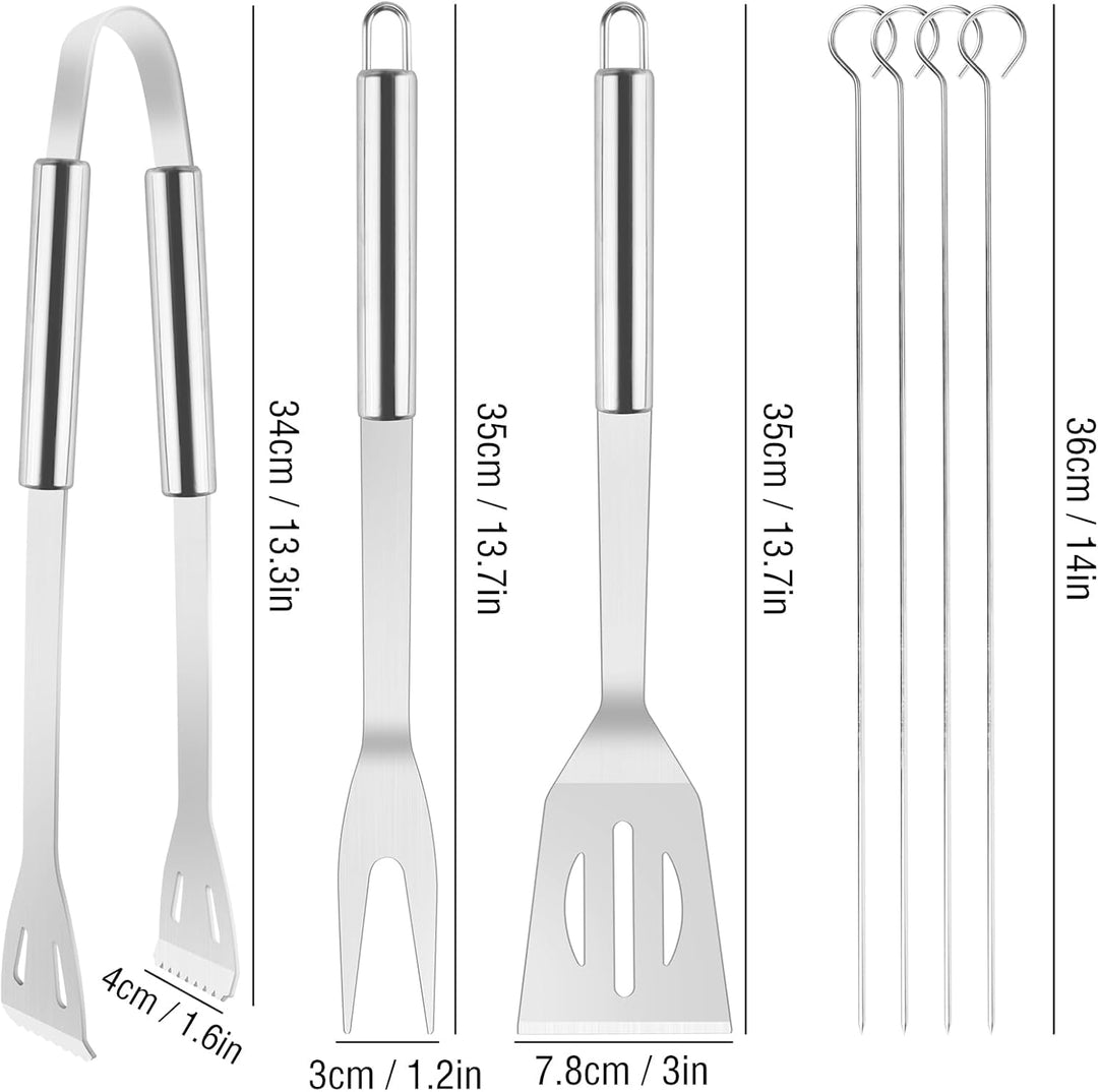 Grillbesteck Set Werkzeug-Set, 7-teilig BBQ Grill Werkzeuge Zubehör, Grillgabel, Grillklammern, Spat