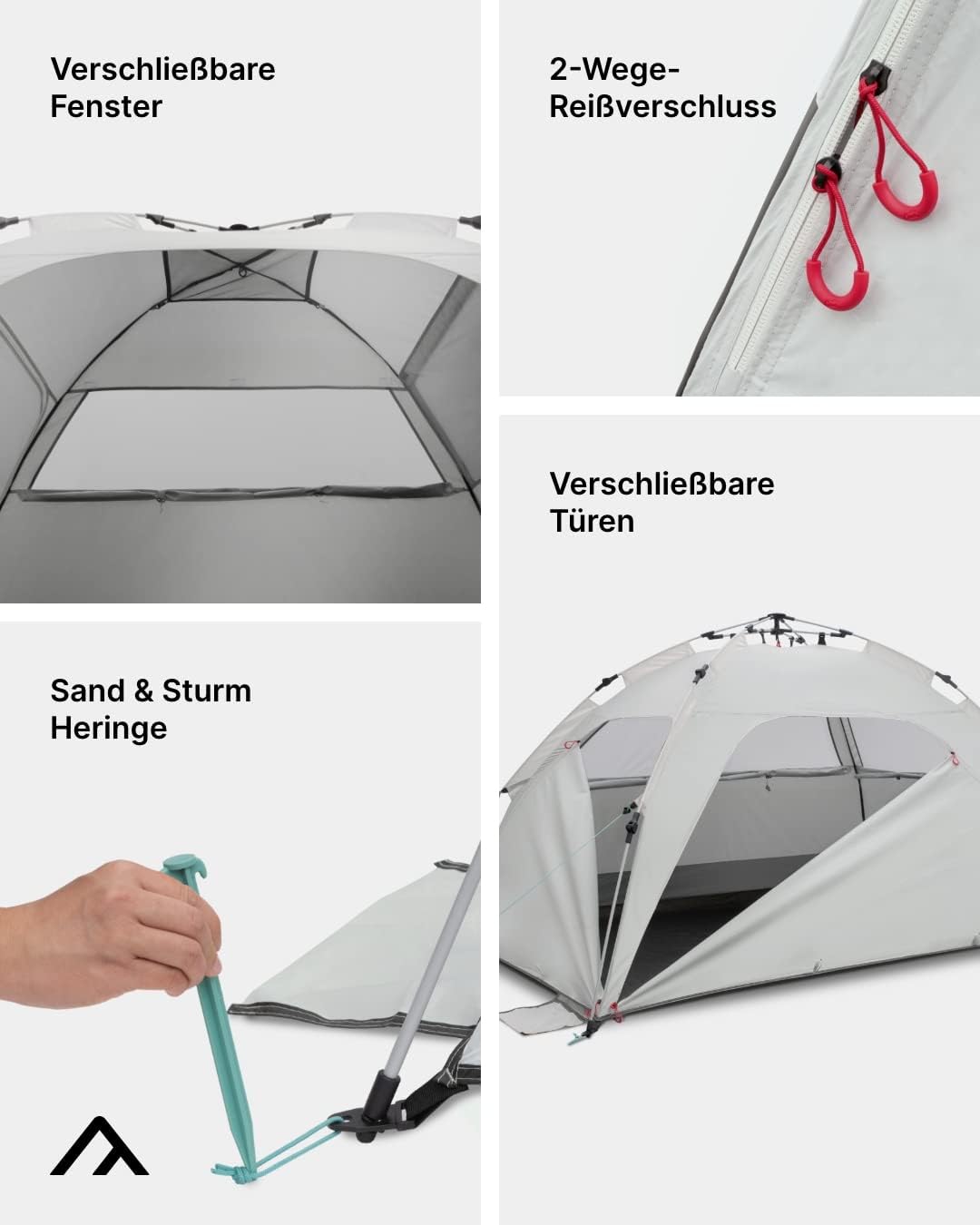 qeedo Quick Palm Strandmuschel mit UV-Schutz (UV80) & kleinem Packmass - Leichtes, schnell aufzubaue