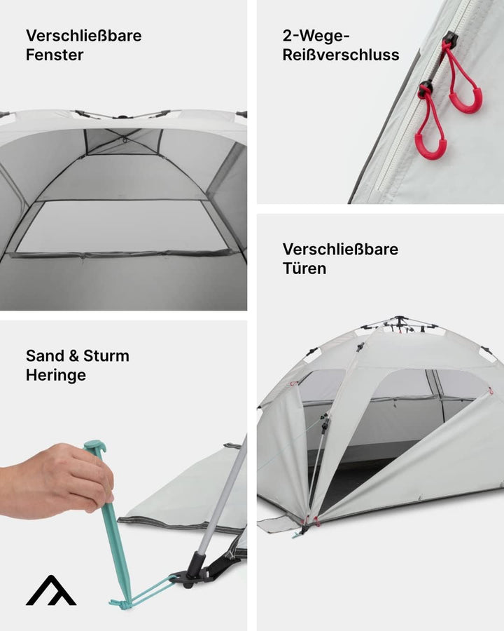 qeedo Quick Palm Strandmuschel mit UV-Schutz (UV80) & kleinem Packmass - Leichtes, schnell aufzubaue