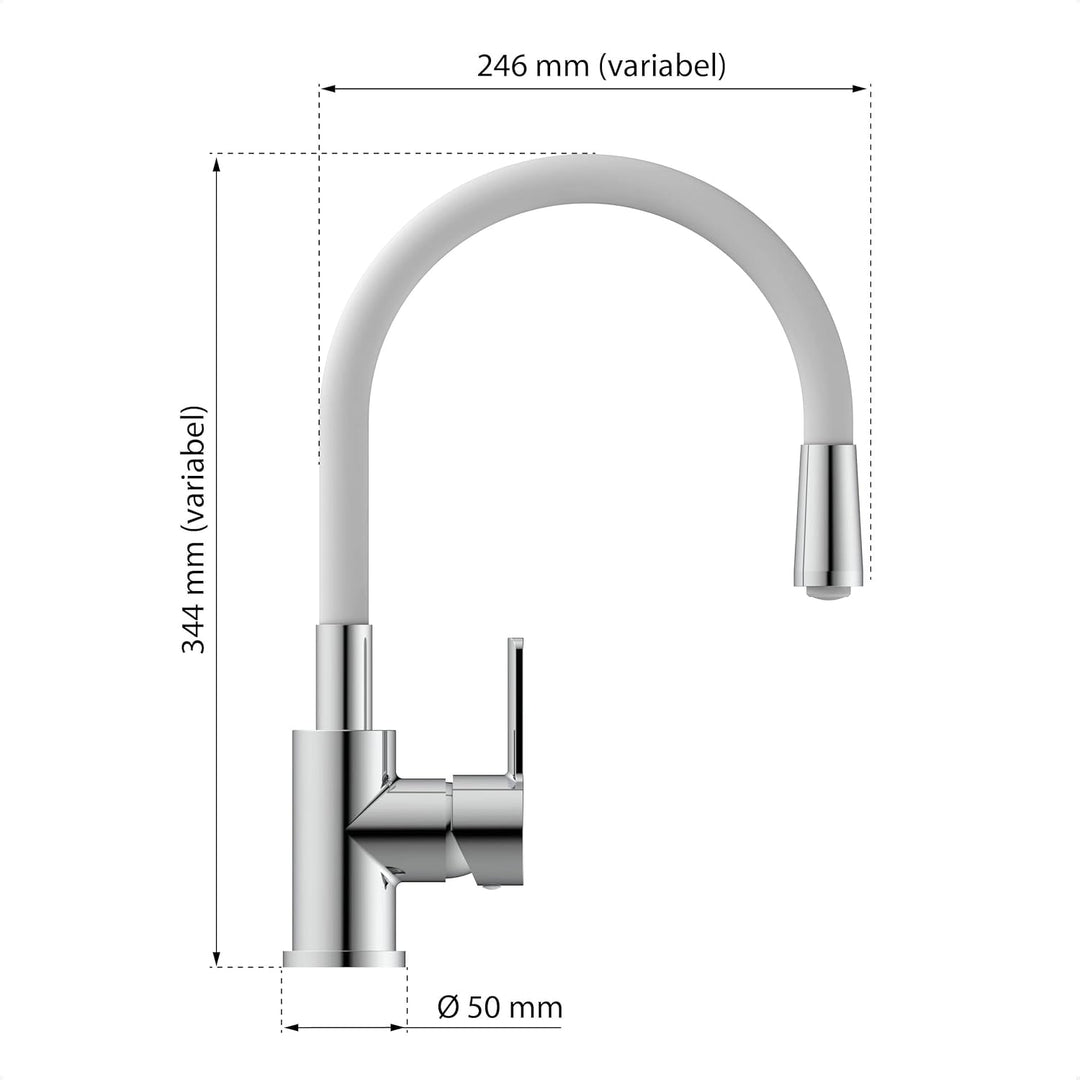 EISL NI186FLHG FLEXO Spültischarmatur Hell Grau/Chrom, biegsamer Wasserhahn für die Küche, energie-u