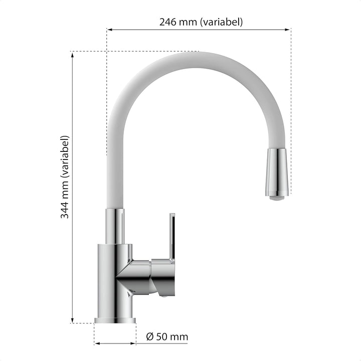 EISL NI186FLHG FLEXO Spültischarmatur Hell Grau/Chrom, biegsamer Wasserhahn für die Küche, energie-u