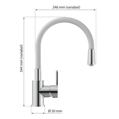 EISL NI186FLHG FLEXO Spültischarmatur Hell Grau/Chrom, biegsamer Wasserhahn für die Küche, energie-u