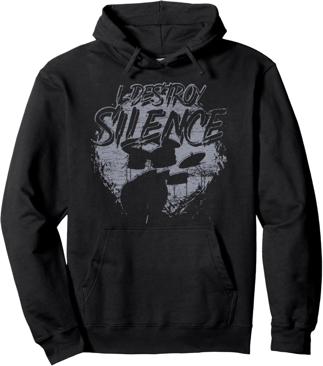 Ich zerstöre die Stille Drummer Rock Musik Schlagzeug Pullover Hoodie