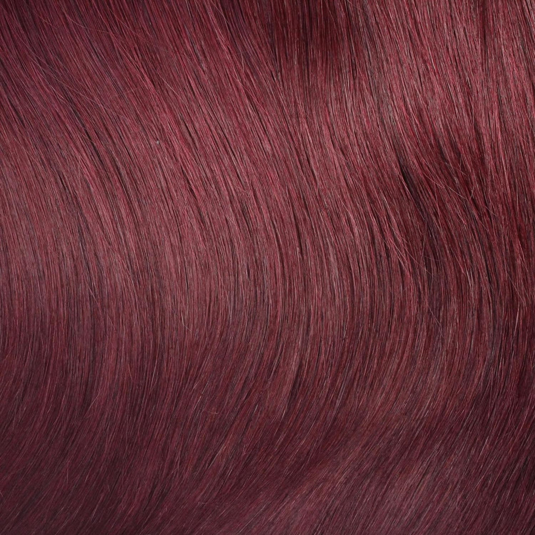 hair2heart 25 x 1g Echthaar Microring Loop Extensions, 50cm - glatt - #99j burgundy - Loops Haarverl