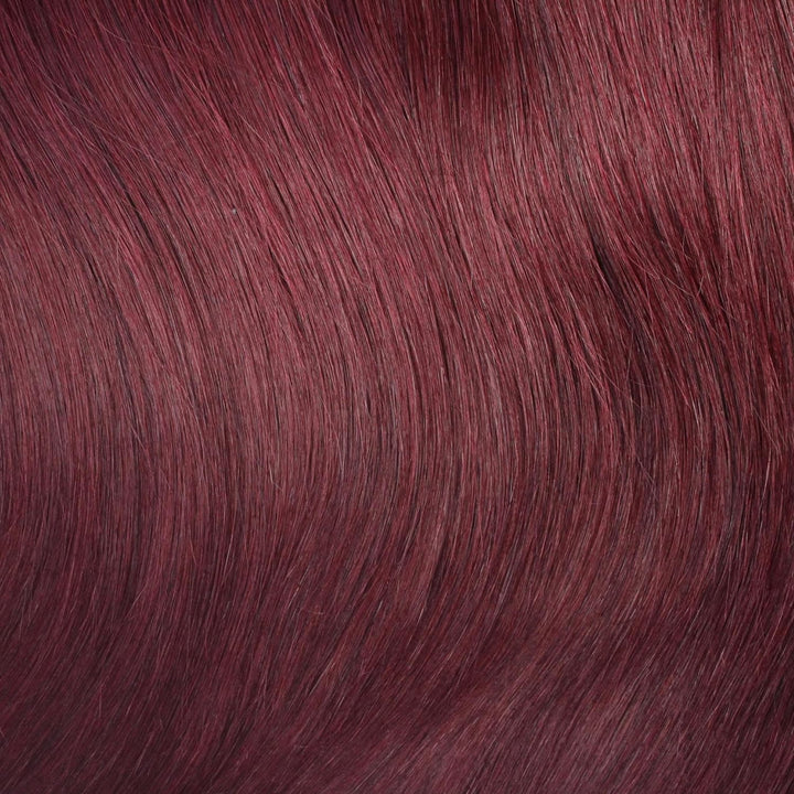 hair2heart 25 x 1g Echthaar Microring Loop Extensions, 50cm - glatt - #99j burgundy - Loops Haarverl