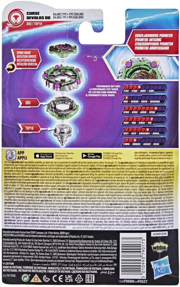 Hasbro Beyblade Burst Surge Speedstorm Curse Devolos D6 Kreisel Starter Pack - Balance-Typ Kampfspie