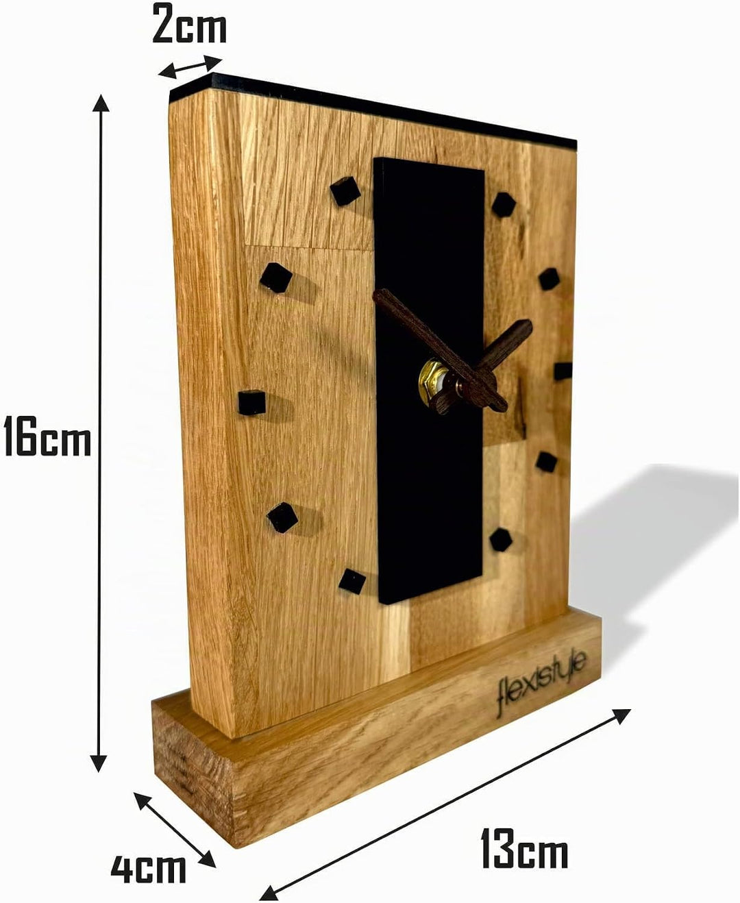 FLEXISTYLE Modern standuhr klein aus Holz Eiche Wohnzimmer Badezimmer (Style 11), Style 11