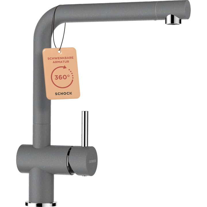 SCHOCK Küchenarmatur Epos Croma – Hochdruck Armatur mit Festauslauf und Standard Norm-Anschlüssen Fe
