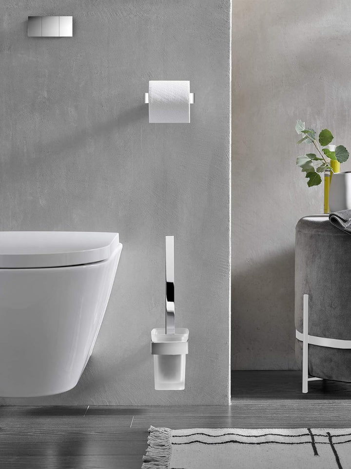 emco LOFT Badacccessoire-Set, Toilettenpapierhalter mit Deckel, WC-Bürstenganitur &amp; Doppelhaken, ele
