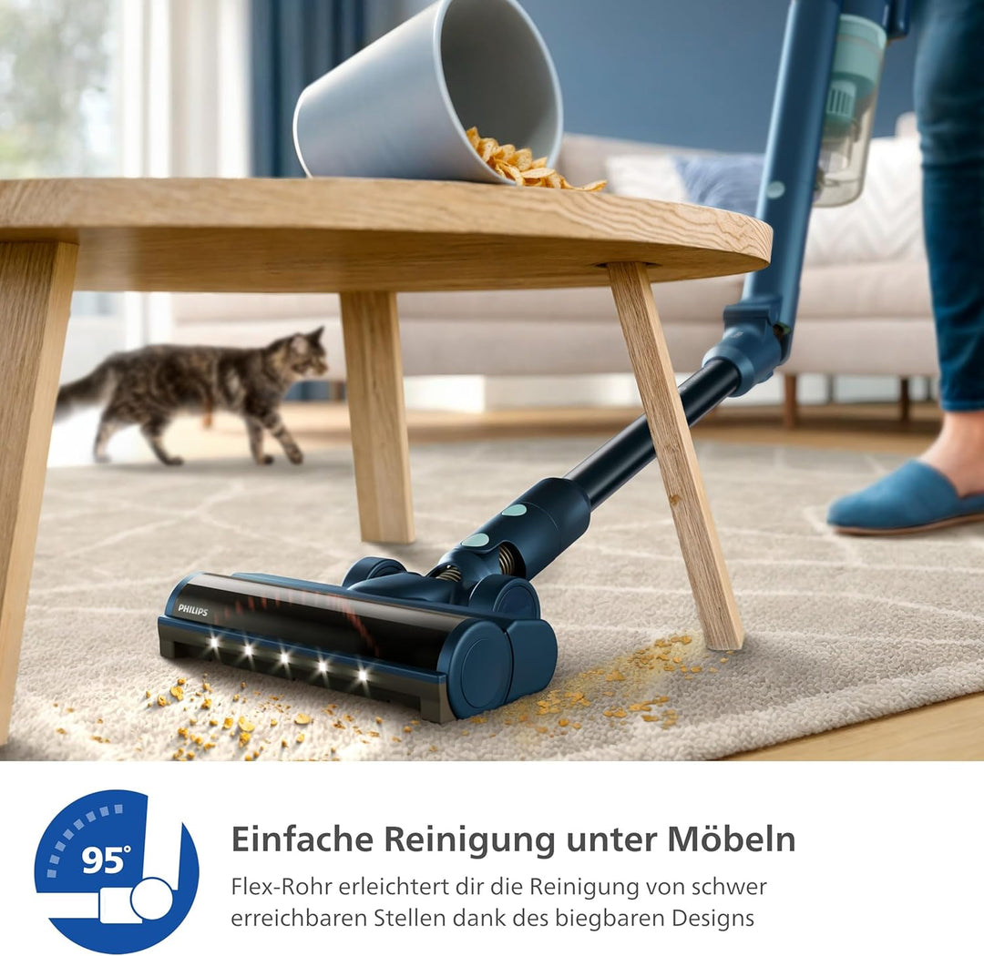 PHILIPS Akku-Staubsauger 5000-Serie Flex-it, Flexrohr, LED-Düse, Hartböden & Teppich, Fugendüse, 2-i