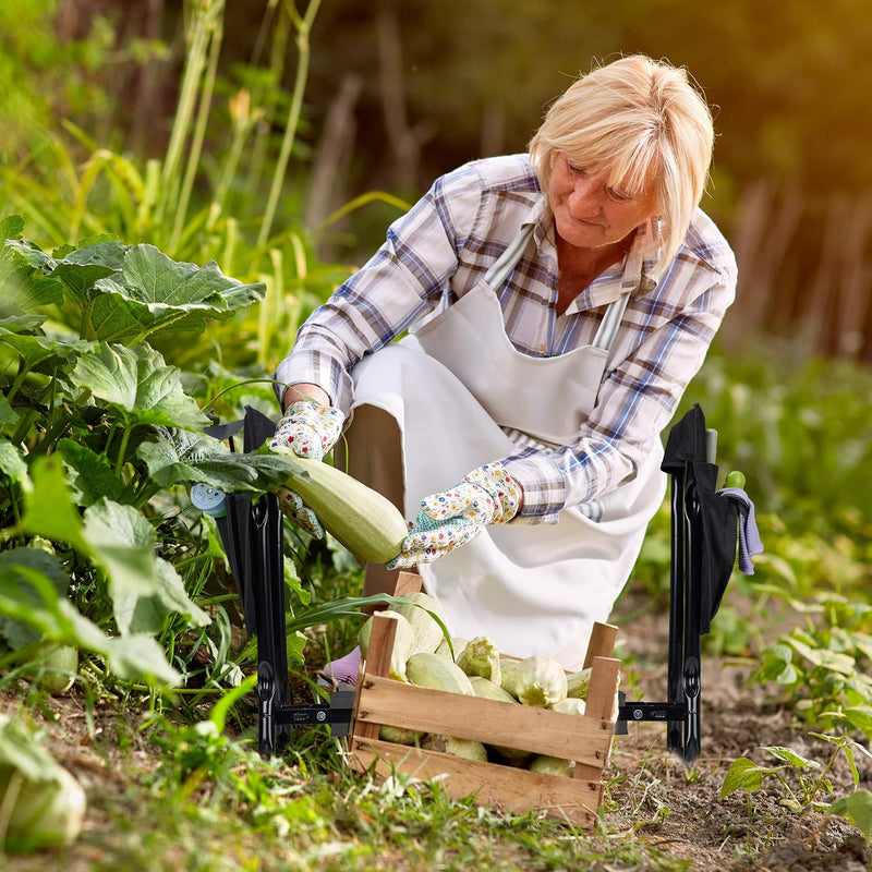 Relaxdays Kniebank für Gartenarbeit, klappbar, bis 150kg, inkl. 2 Taschen, gepolsterte Kniehilfe, 50