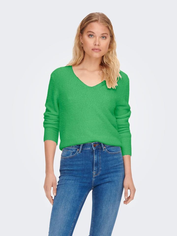 ONLY Damen Onlella Piumo Ls V-Neck Cc KNT Pullover L Island Green, L Island Green
