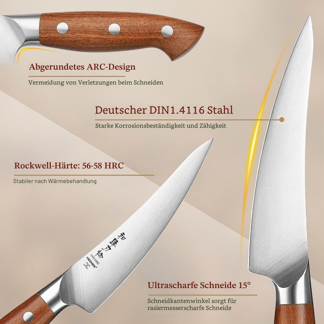 HEZHEN Ausbeinmesser German 1.4116 Stahl, Profi Filiermesser Fisch und Fleisch Küchenmesser，Ultrasch