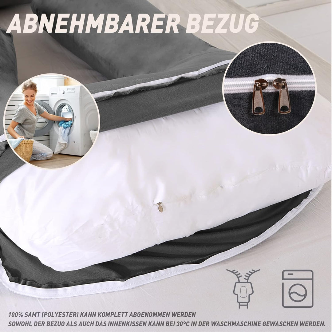 CALIYO Schwangerschaftskissen J Form,Stillkissen XXL-SeitenschläFerkissen mit Bezug,Pregnancy Pillow