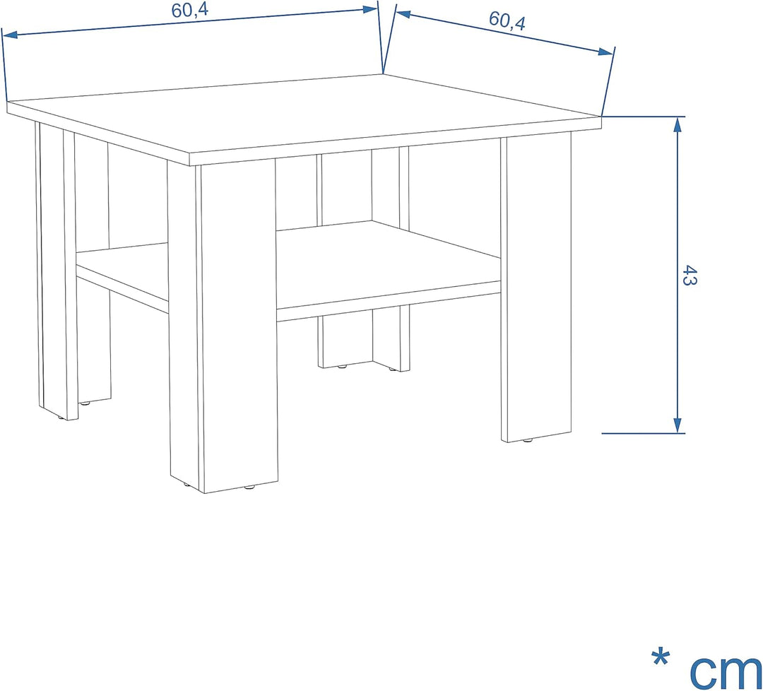 KOMTO Couchtisch Anthrazit Vienna - Wohnzimmertisch Modern Couchtisch Holz Beistelltisch 60x60 Coffe