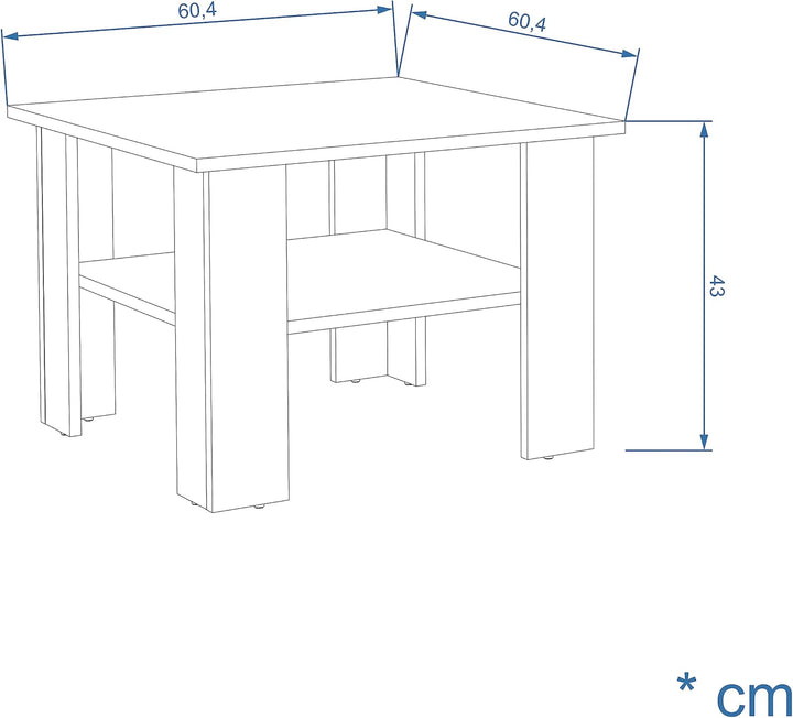 KOMTO Couchtisch Anthrazit Vienna - Wohnzimmertisch Modern Couchtisch Holz Beistelltisch 60x60 Coffe