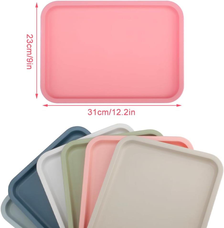 6 Stück Serviertablett Kunststoff Rechteckig Tablett rutschfest | 31x23cm, Stapelbar, Tablett Servie