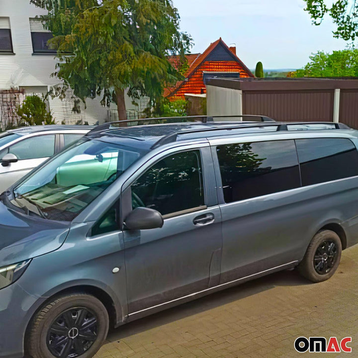 OMAC Dachträger für VW T5 T6 T6.1 Multivan Caravelle 2003-24 L2 Schwarz Alu | inkl. Dachreling (Set)