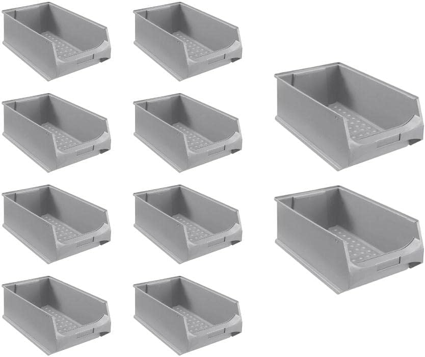 SparSet 10x Graue Sichtlagerbox 5.0 | HxBxT 20x30x50cm | 21,8 Liter | Sichtlagerbehälter, Sichtlager