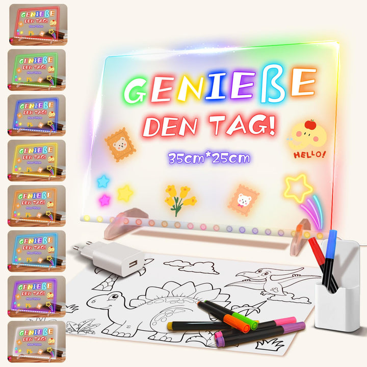 Led Zeichenbrett, Leuchtendes Led Zeichenbrett für Kinder mit 8 Farben & 6 Modi, 35x25cm Acryl Schre