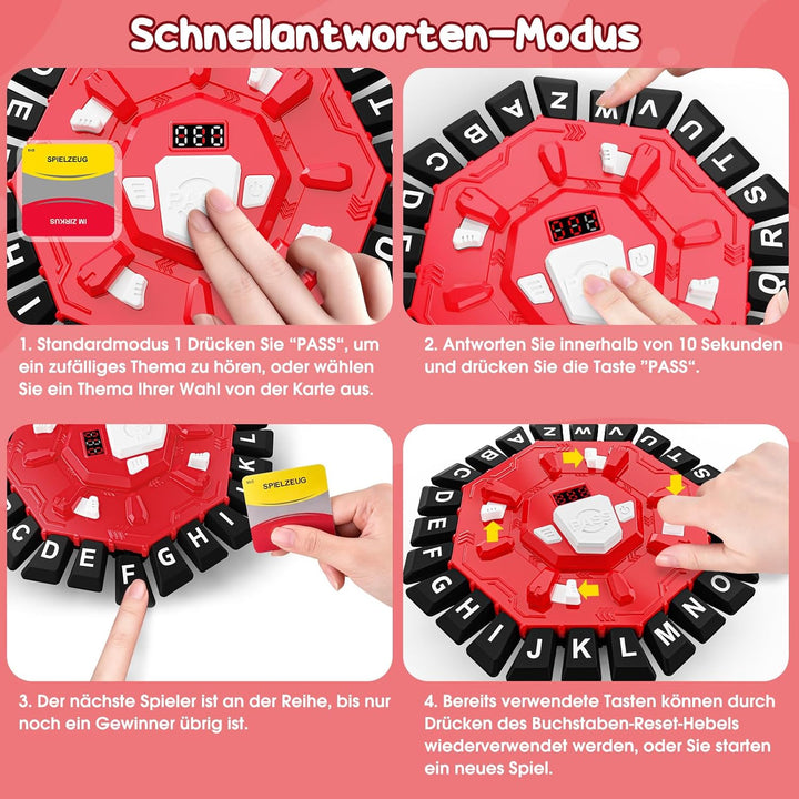 Rasende Wörter Deutsch mit 24 Tasten, Wortspiel mit Timer,Buchstabenspiel,Wörterspiel für Kinder und