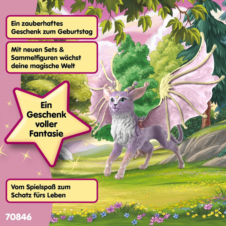 Schleich BAYALA | Geflügelter Katzendrache 70846 | Fantastische Figur mit beweglichen Flügeln | Gesc