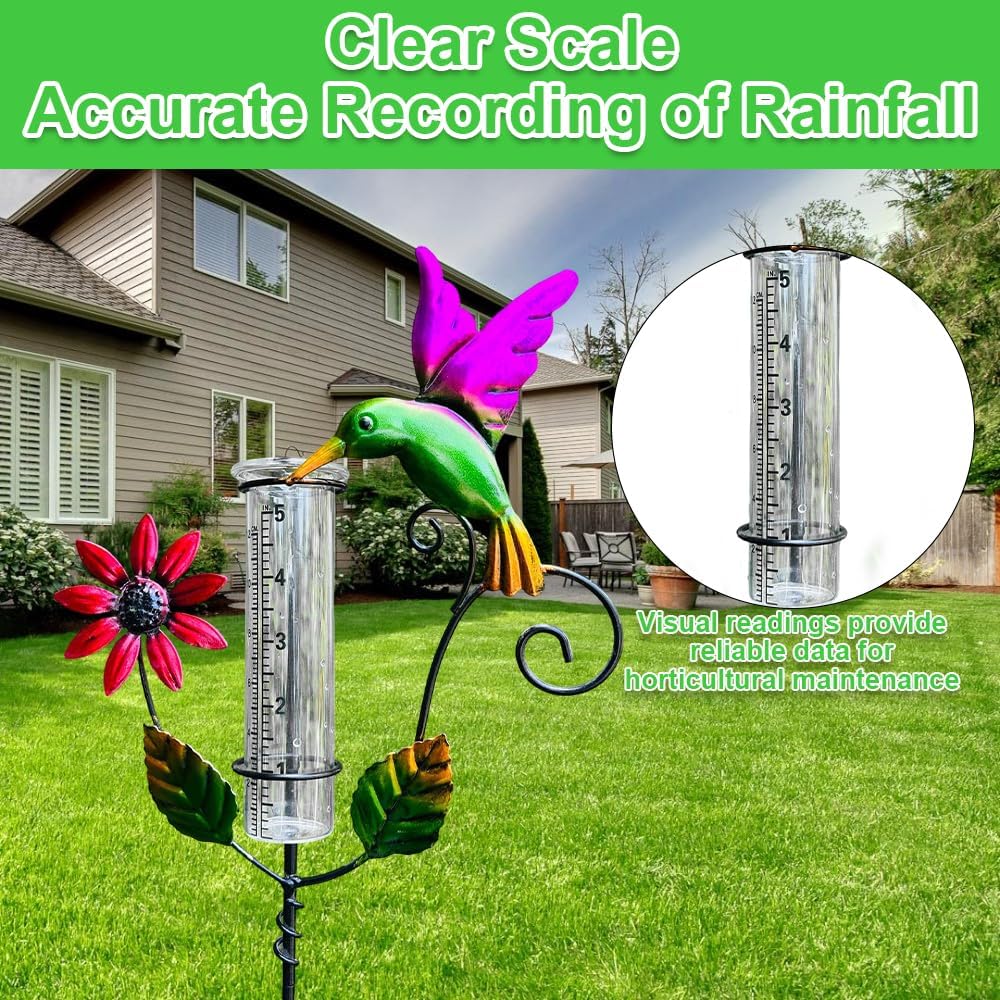 Regenmesser für Garten, Outdoor Regenmesser Glas Regenwassermesser, Niederschlagsmesser, Wetterfeste