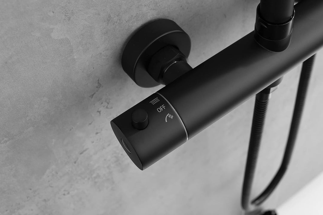 AIYA Bath Design Duschsystem aus Edelstahl | Schwarz | Mit Regenduschkopf und Handbrause | Hochwerti