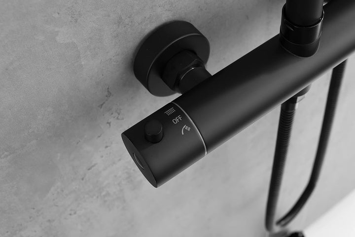 AIYA Bath Design Duschsystem aus Edelstahl | Schwarz | Mit Regenduschkopf und Handbrause | Hochwerti