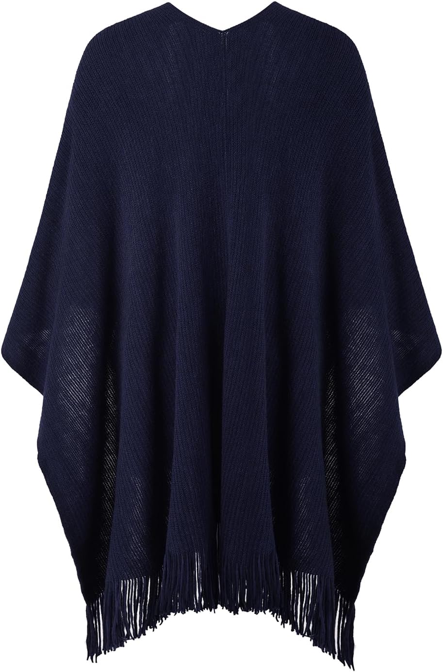 Ferand Damen Poncho mit Offener Vorderseite und Taschen, Weiche Strick Cape mit Fransen für Herbst W