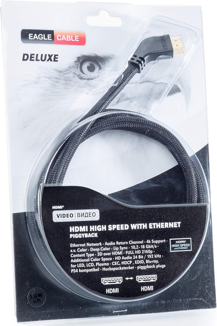 Eagle Cable by INAKUSTIK – 10011016 - Deluxe High Speed HDMI 2.0b Kabel mit Ethernet | gewinkelte St
