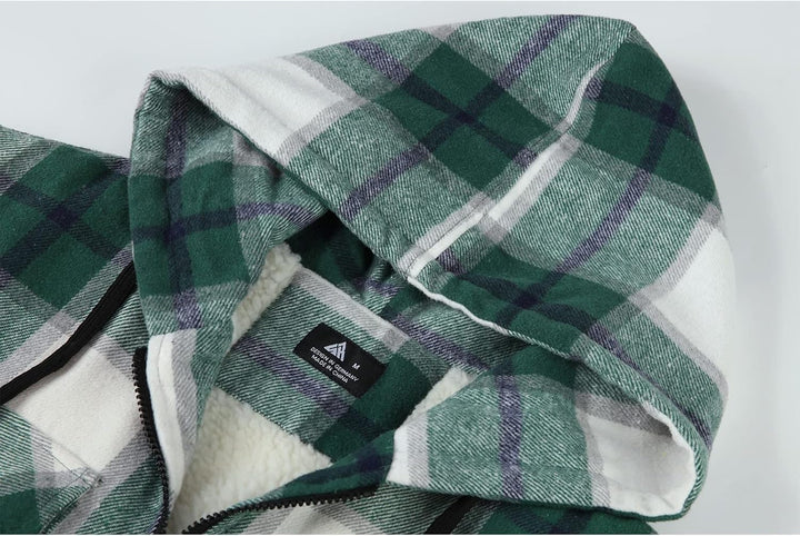 SwissWell Herren Hemdjacke Verdicken Kariertes mit Zipper Flanelljacke Plüschfutter Freizeit Gefütte