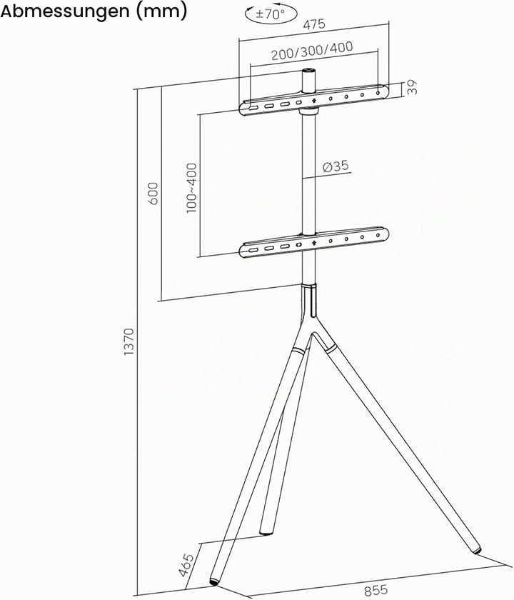 pro.tec TV Halterung Valle Fernseher Halterung max. 65 Zoll TV Ständer max. VESA 400 x 400 Fernsehst