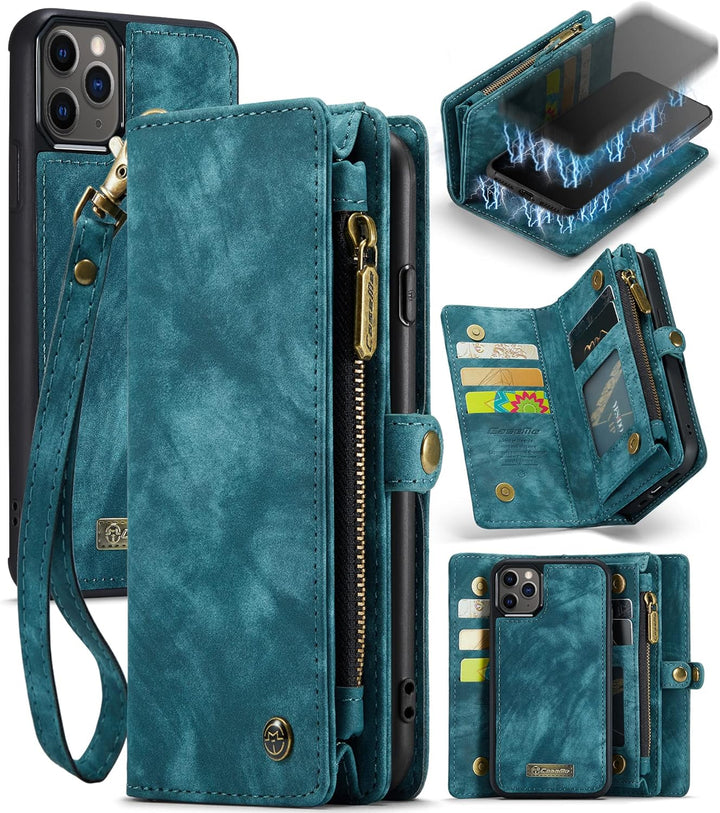 UFinetech 2-in-1 iPhone 11 Pro Max Hülle Tasche Designer TPU Bumper Leder Flip Magnetische Abnehmbar