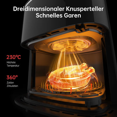 Fabuletta Heissluftfritteuse 5,7L, 11-in-1 Air Fryer, Max230℃ Heissluft Fritteusen, Digitaler Timer