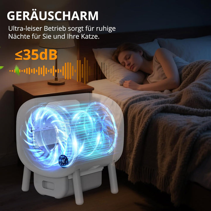 Selbstreinigende Katzentoilette XXL 95L – Automatische elektrische Katzenbox mit App-Steuerung – Gro