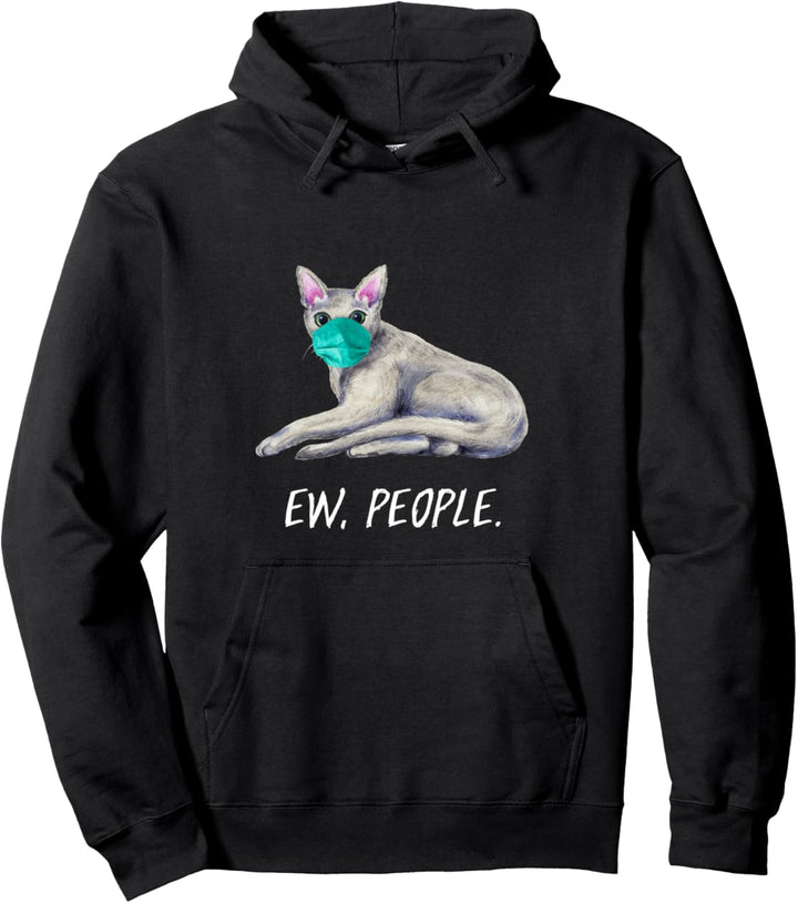 RUSSISCH BLAU Katze mit Gesichtsmaske Mundschutz Pullover Hoodie