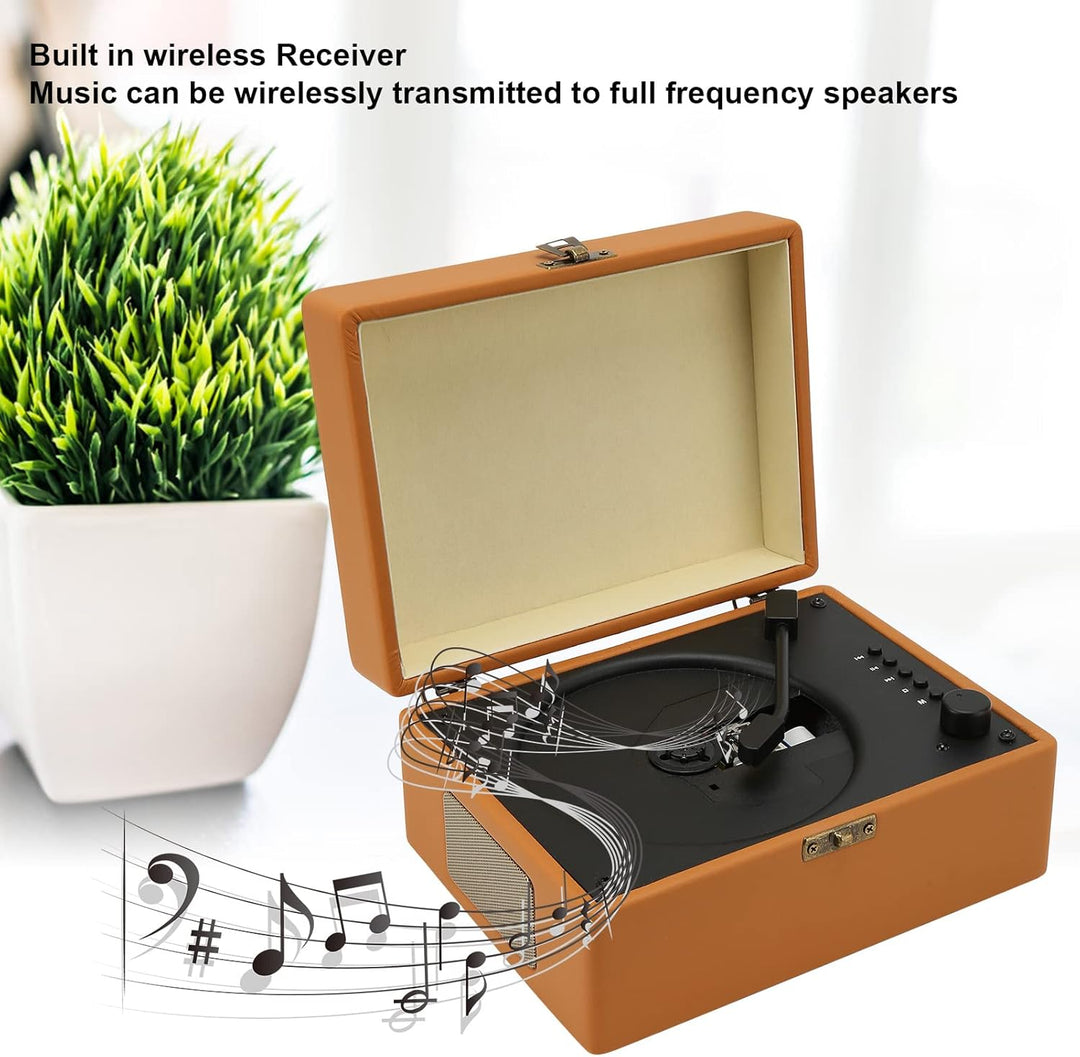Vintage-CD-Player mit Bluetooth, Tragbarer CD-Player mit Vollfrequenz-Dual-Lautsprecher, Plattenspie