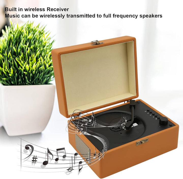 Vintage-CD-Player mit Bluetooth, Tragbarer CD-Player mit Vollfrequenz-Dual-Lautsprecher, Plattenspie