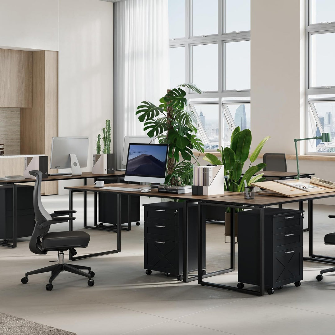 Litake Schubladenschrank, Rollcontainer, mobiler Aktenschrank, Metallschrank, Druckertisch, abschlie