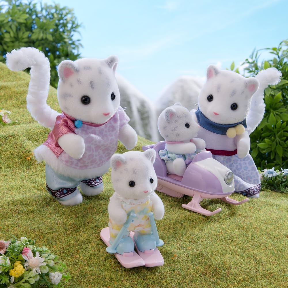 Sylvanian Families - 5814 Schneeleoparden Familie, Spielset mit Tierfigur, samtige Tierfiguren, Leop