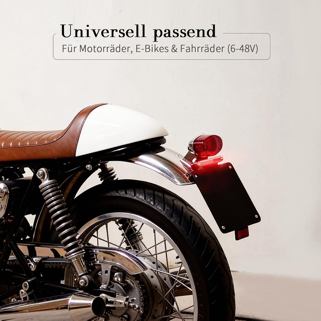 evermotor LED Rücklicht Motorrad mit Bremslicht, 6-48V, M18 CE-zertifiziert und StVZO-zugelassen, IP