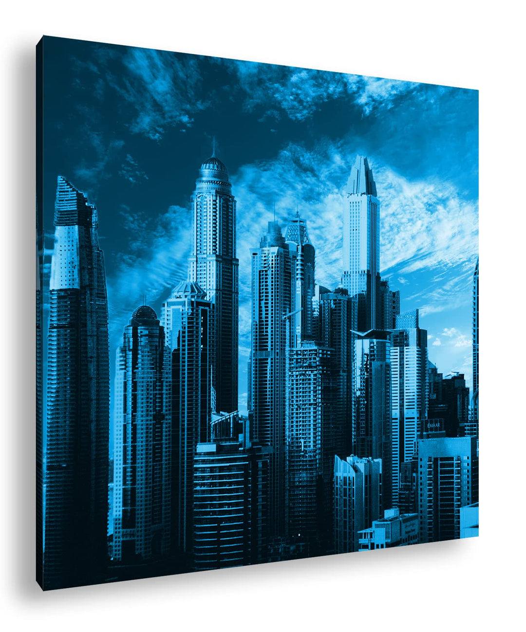 deyoli Hochhäuser Einer Millionenstadt Format: 60x60 Effekt: Monocrome Blau als Leinwand, Motiv fert